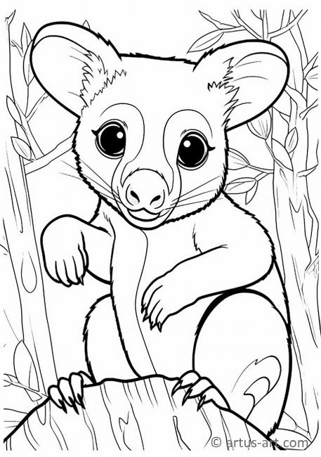 Pagina da colorare del canguro albero per bambini
